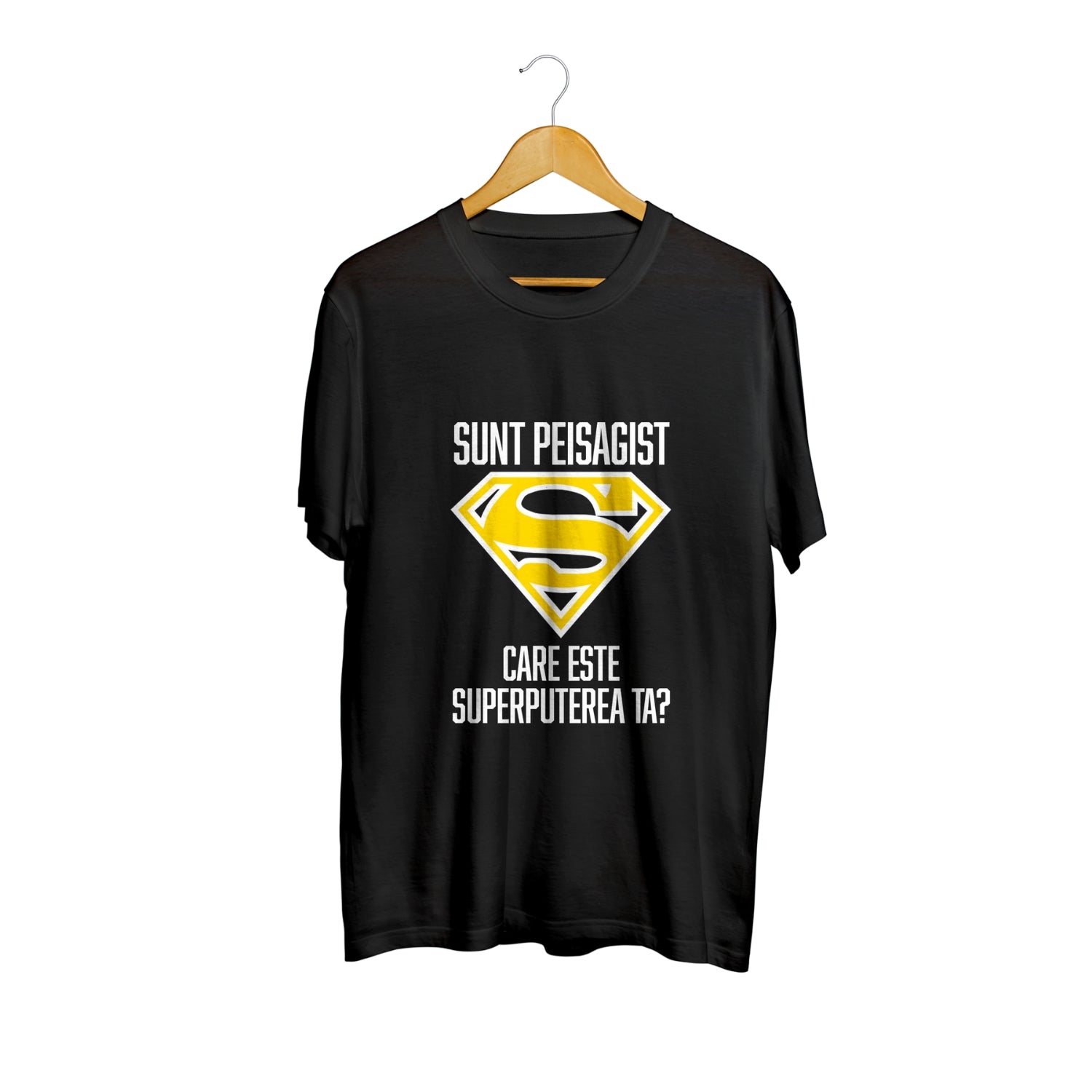 Tricou negru Sunt peisagist. Care e superputerea ta? – 100% bumbac, pentru profesioniști