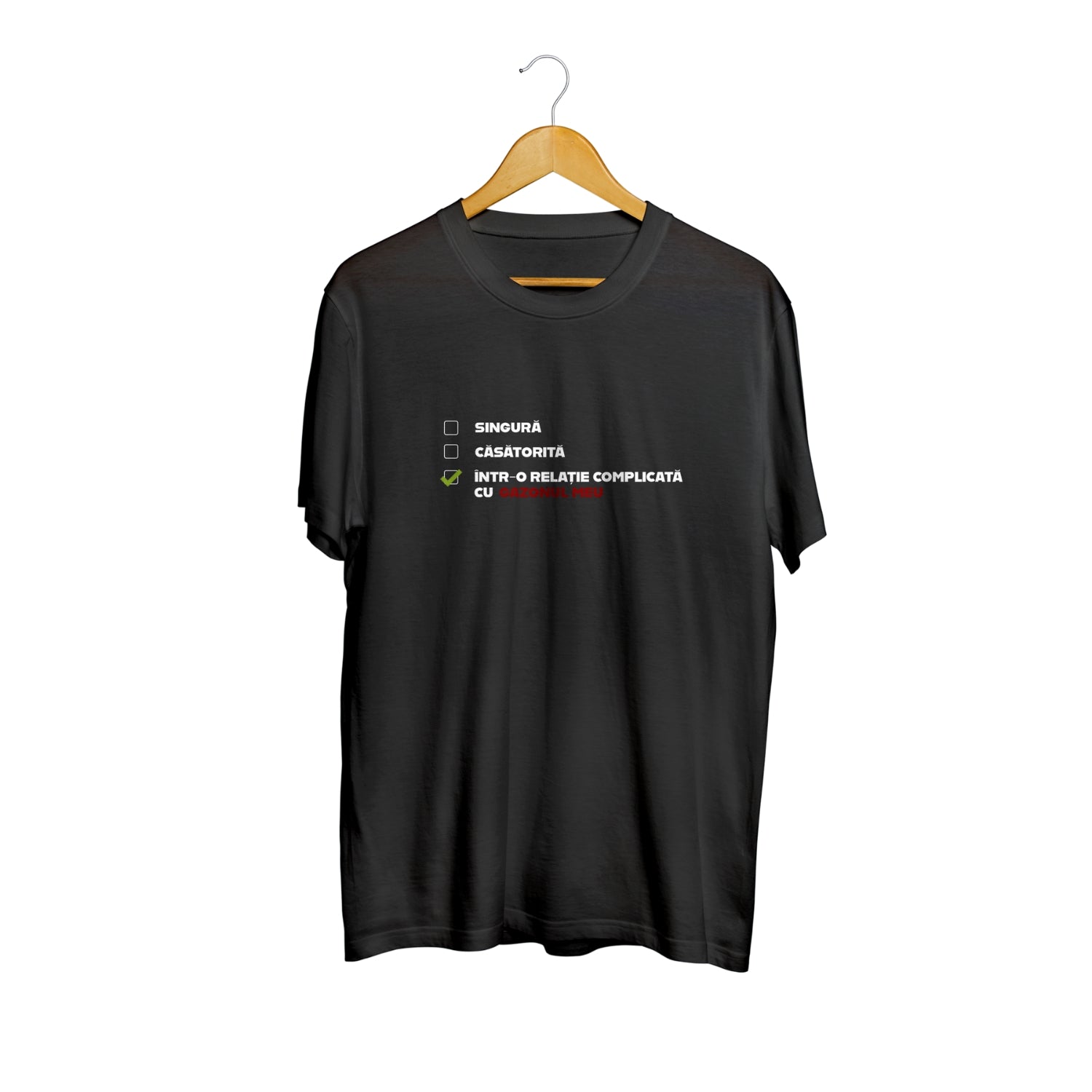 Tricou negru Într-o relație complicată cu gazonul meu – 100% bumbac - damă