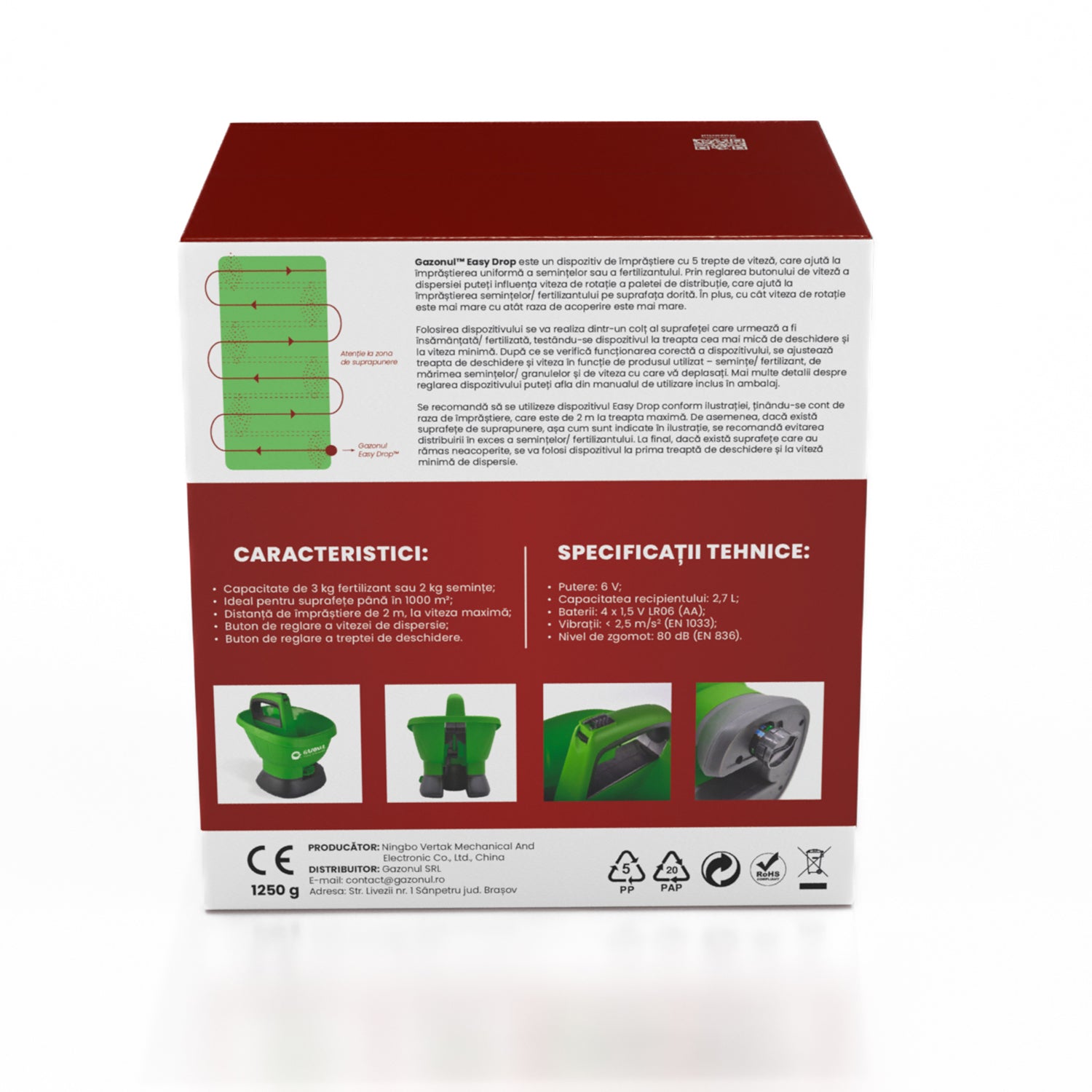 Distribuitor electric Easy Drop – 2.7 L pentru semințe și îngrășăminte