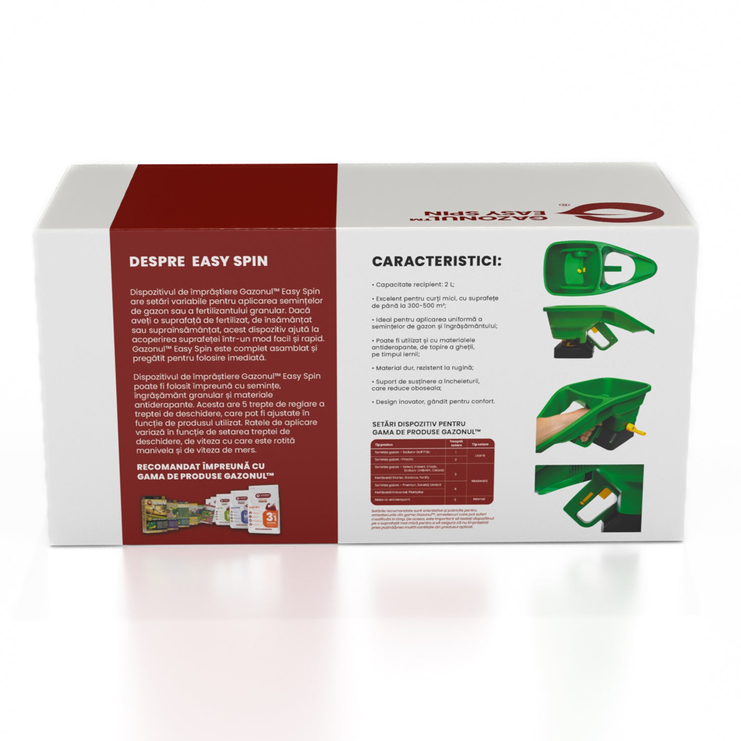 Distribuitor manual Easy Spin – 2 L pentru semințe și îngrășăminte