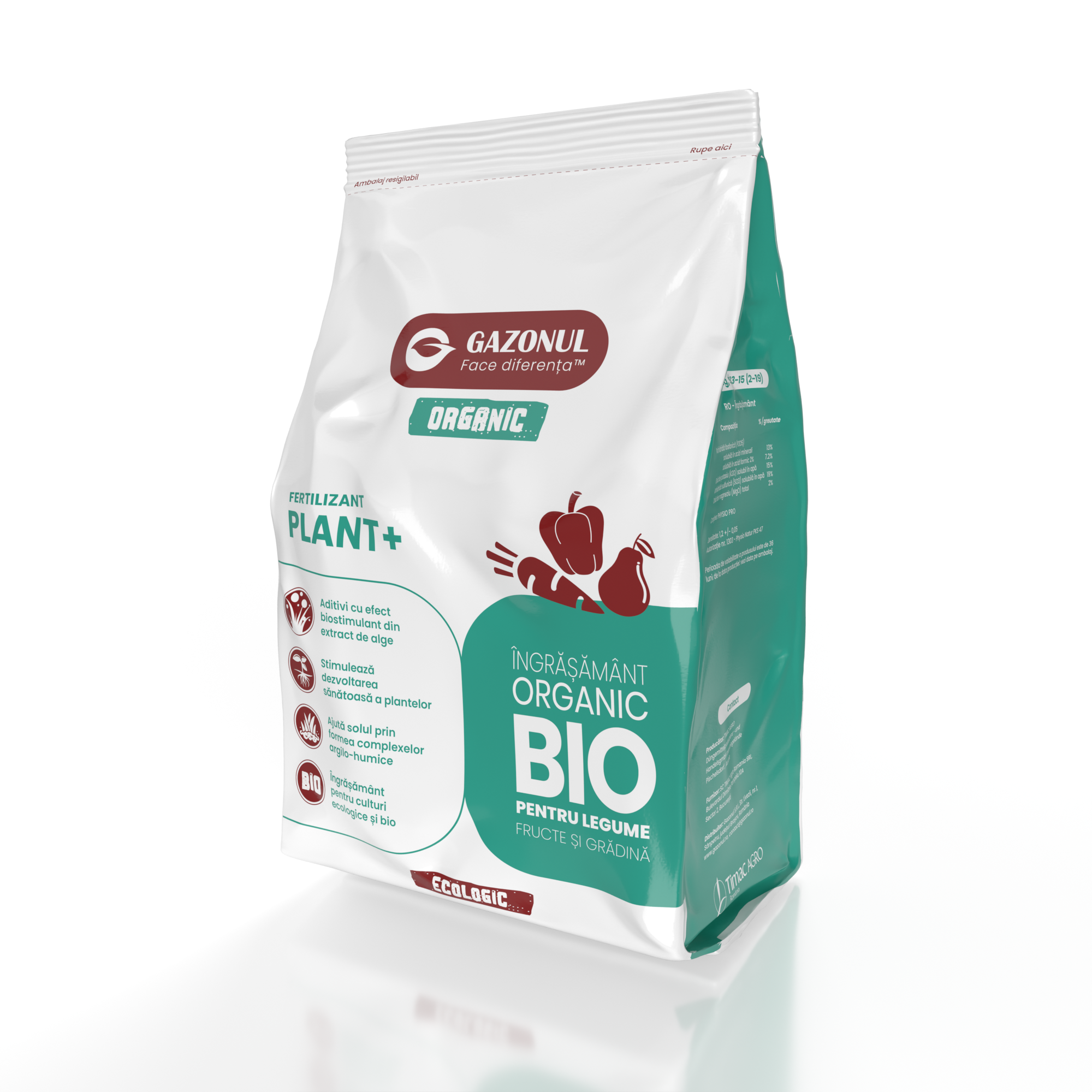 Îngrășământ Plant+ Organic pentru plante viguroase și sol fertil