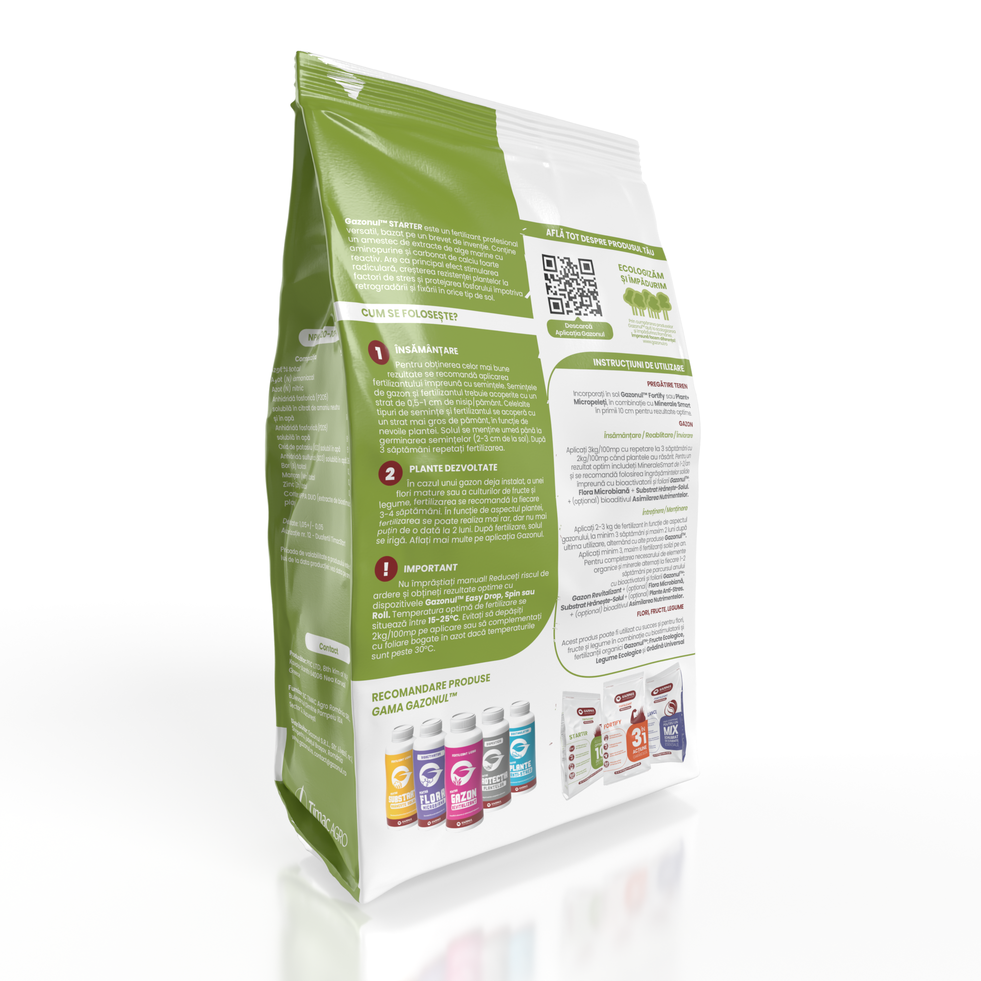 Îngrășământ gazon Starter pentru însămânțare, supraînsămânțare și reabilitare