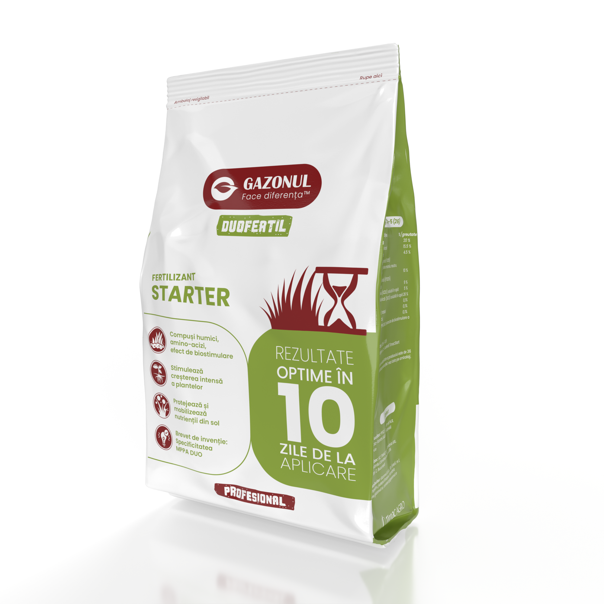 Îngrășământ gazon Starter pentru însămânțare, supraînsămânțare și reabilitare