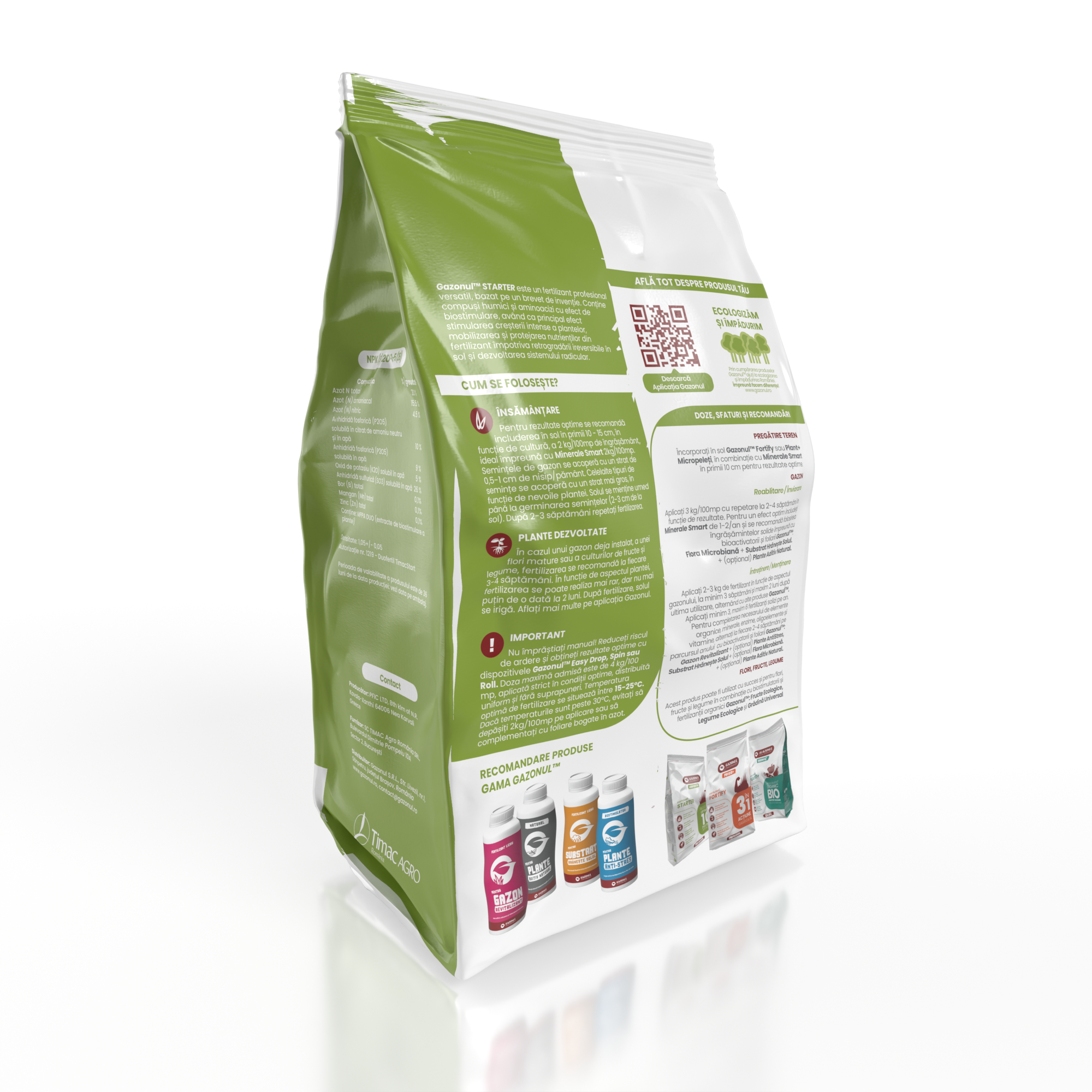 Îngrășământ gazon Starter pentru însămânțare, supraînsămânțare și reabilitare