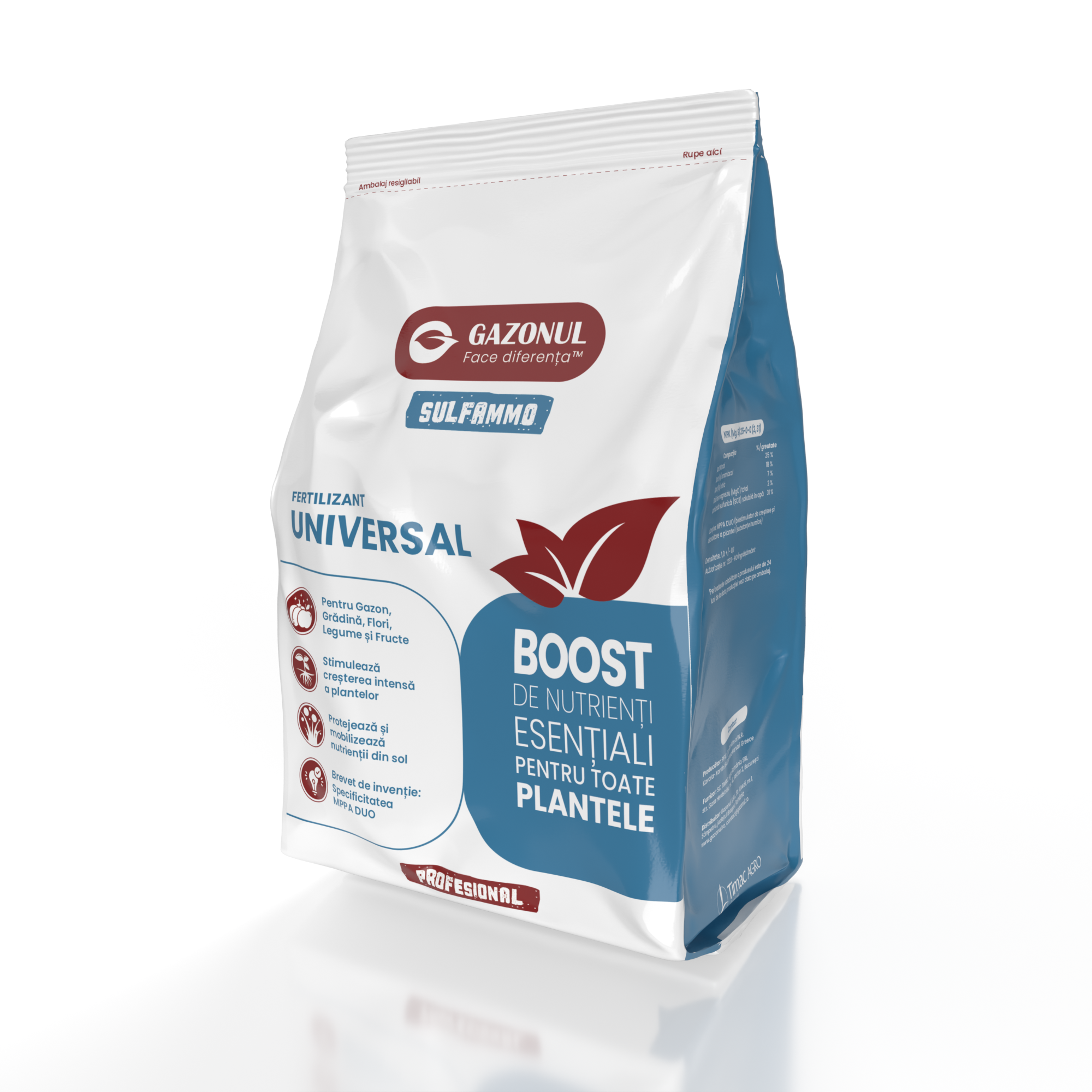 Îngrășământ gazon Universal pentru însămânțare, supraînsămânțare și reabilitare