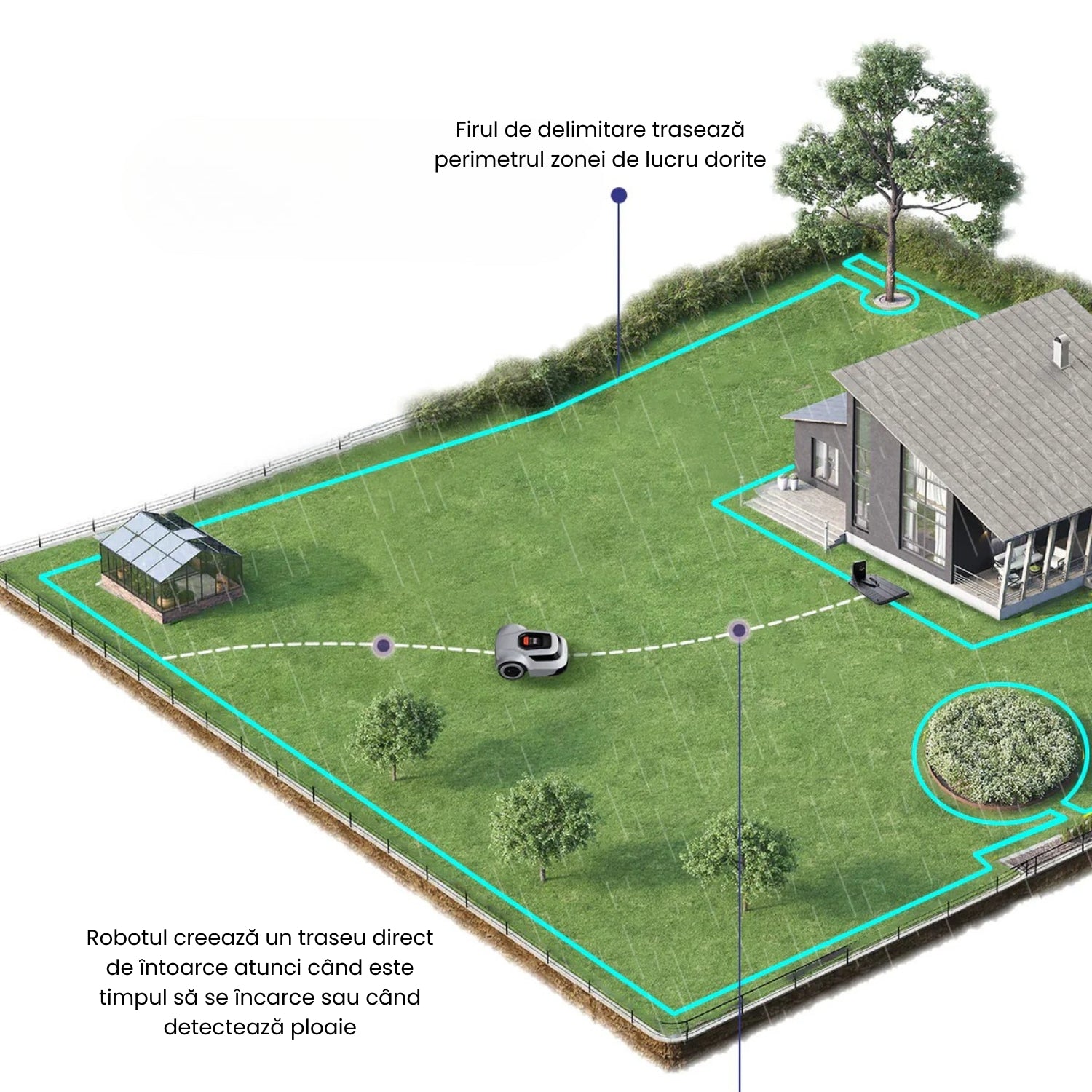 Robot de tuns gazonul ANTHBOT Pion, cu fir perimetral