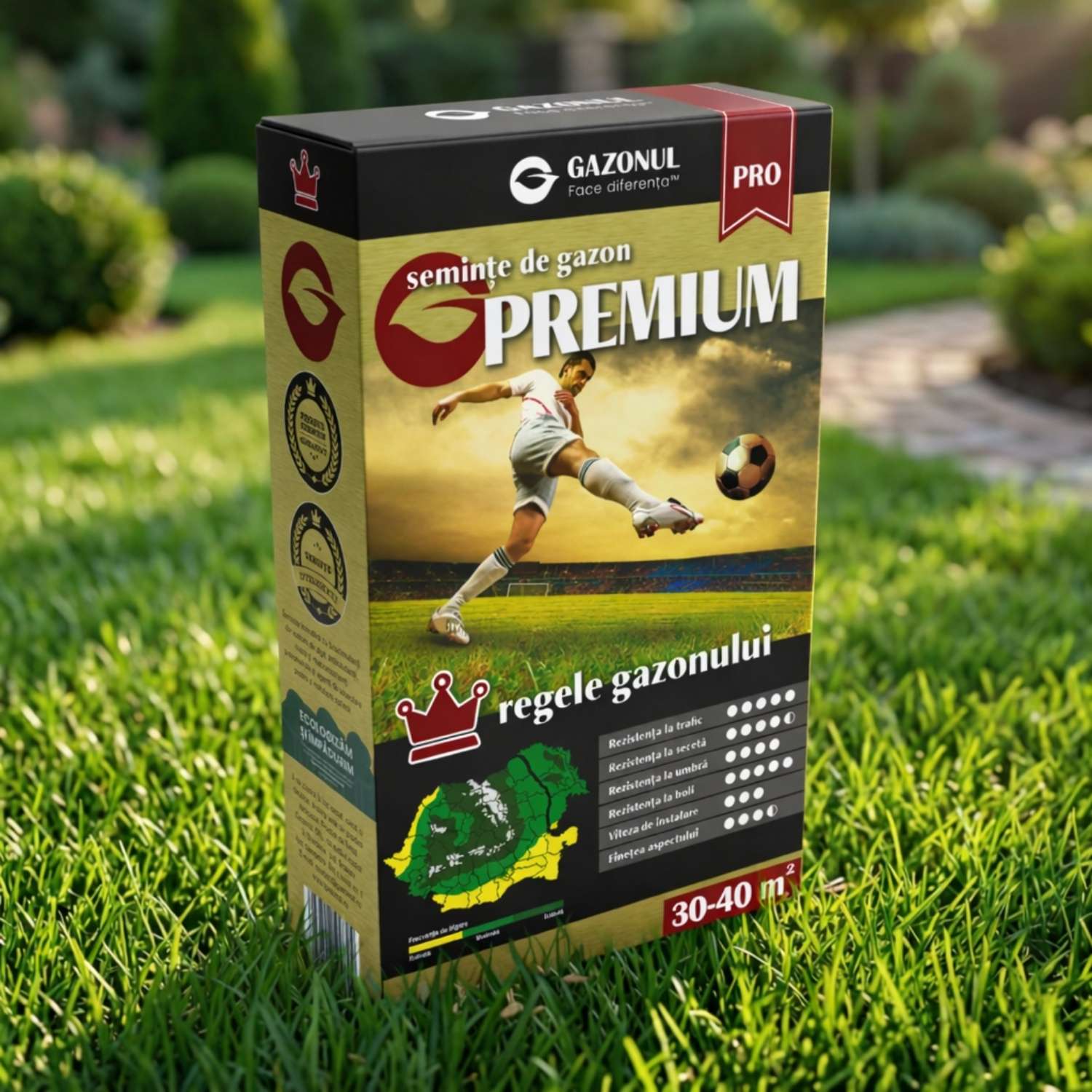 Semințe de gazon Premium tip sport cu rezistență la trafic, boli și secetă
