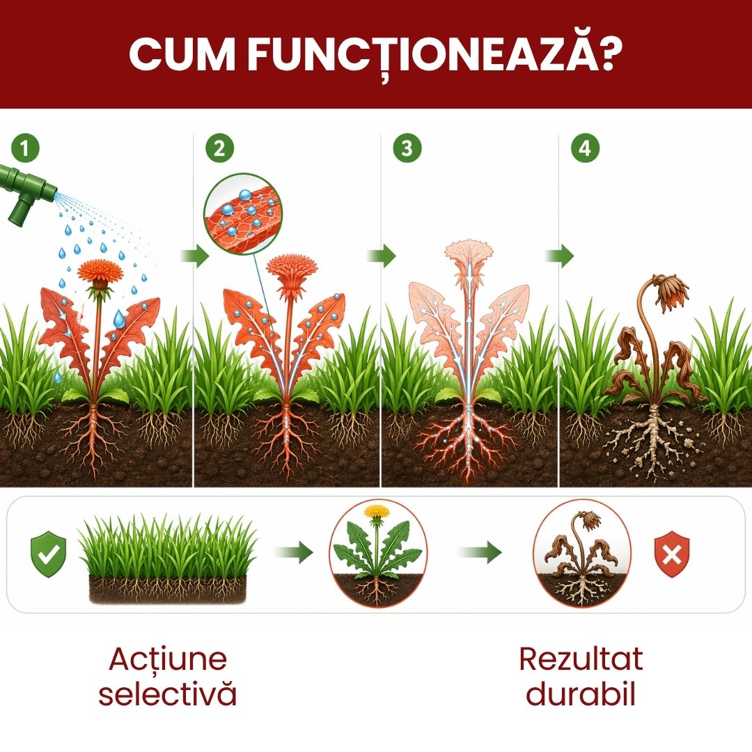 Pachet - Erbicid Selectiv Gazon – Combatere Postemergentă Buruieni cu Frunză Lată Dicotiledonate