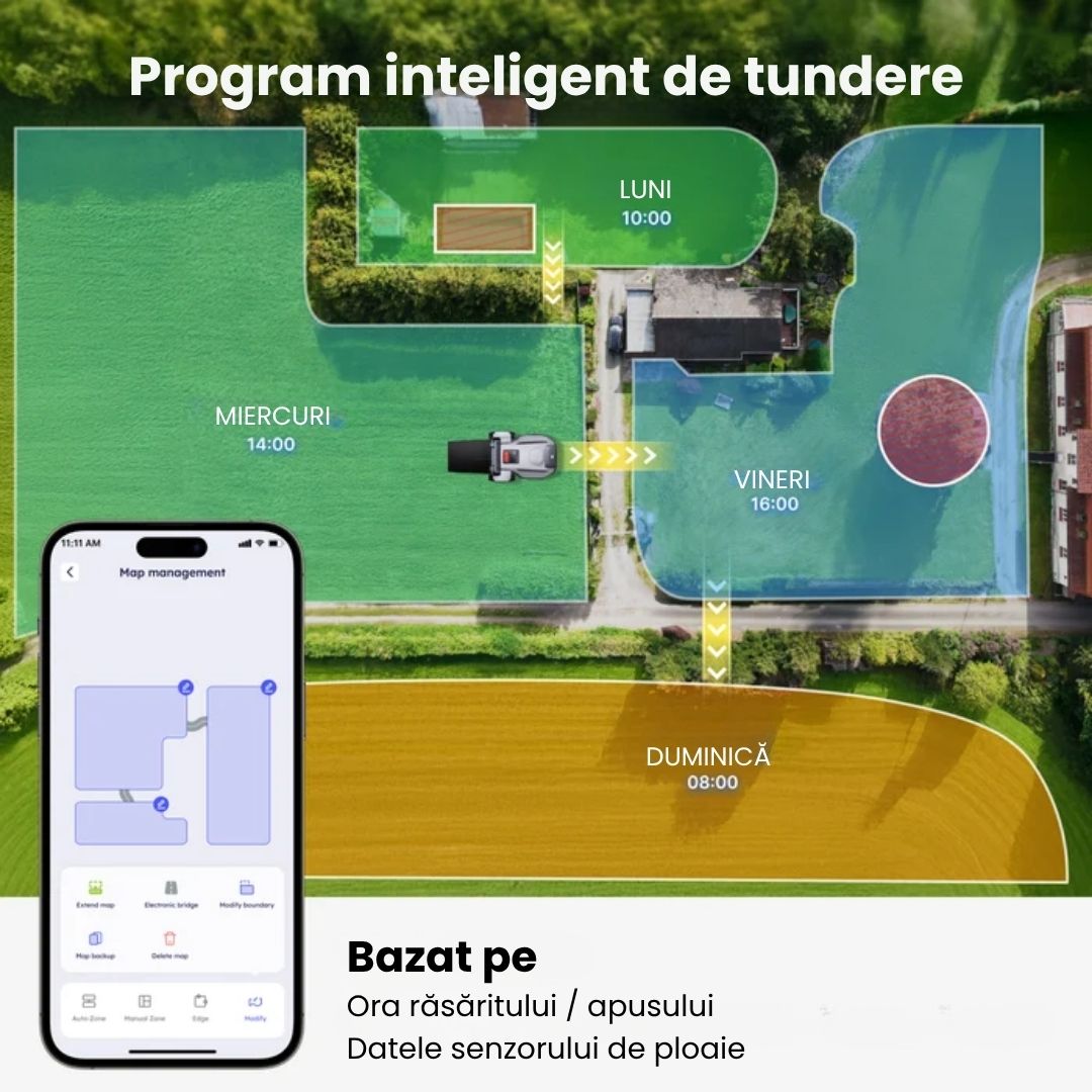 Robot de tuns gazonul ANTHBOT N8, cu coș colector, RTK + Vision, max. 1.500 m², fără fir perimetral