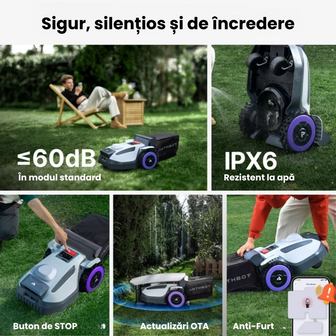 Robot de tuns gazonul ANTHBOT N8, cu coș colector, RTK + Vision, max. 1.500 m², fără fir perimetral