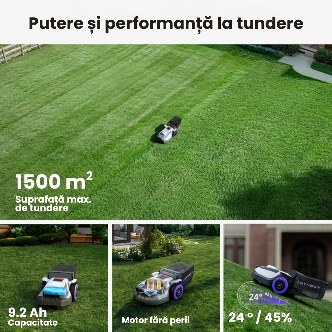Robot de tuns gazonul ANTHBOT N8, cu coș colector, RTK + Vision, max. 1.500 m², fără fir perimetral