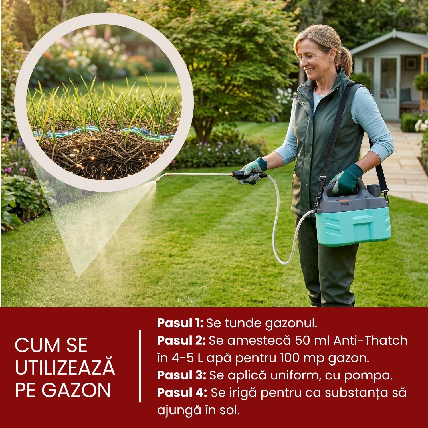 Tratament Anti-Thatch pentru reducerea și descompunerea materiei vegetale din gazon 100 ml