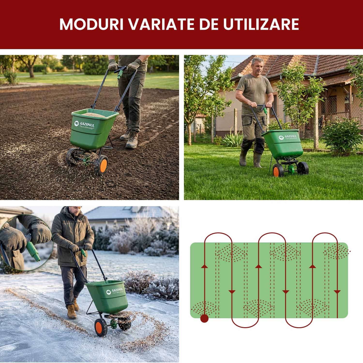 Dispozitiv de împrăștiere Easy Roll, manual, 12 L