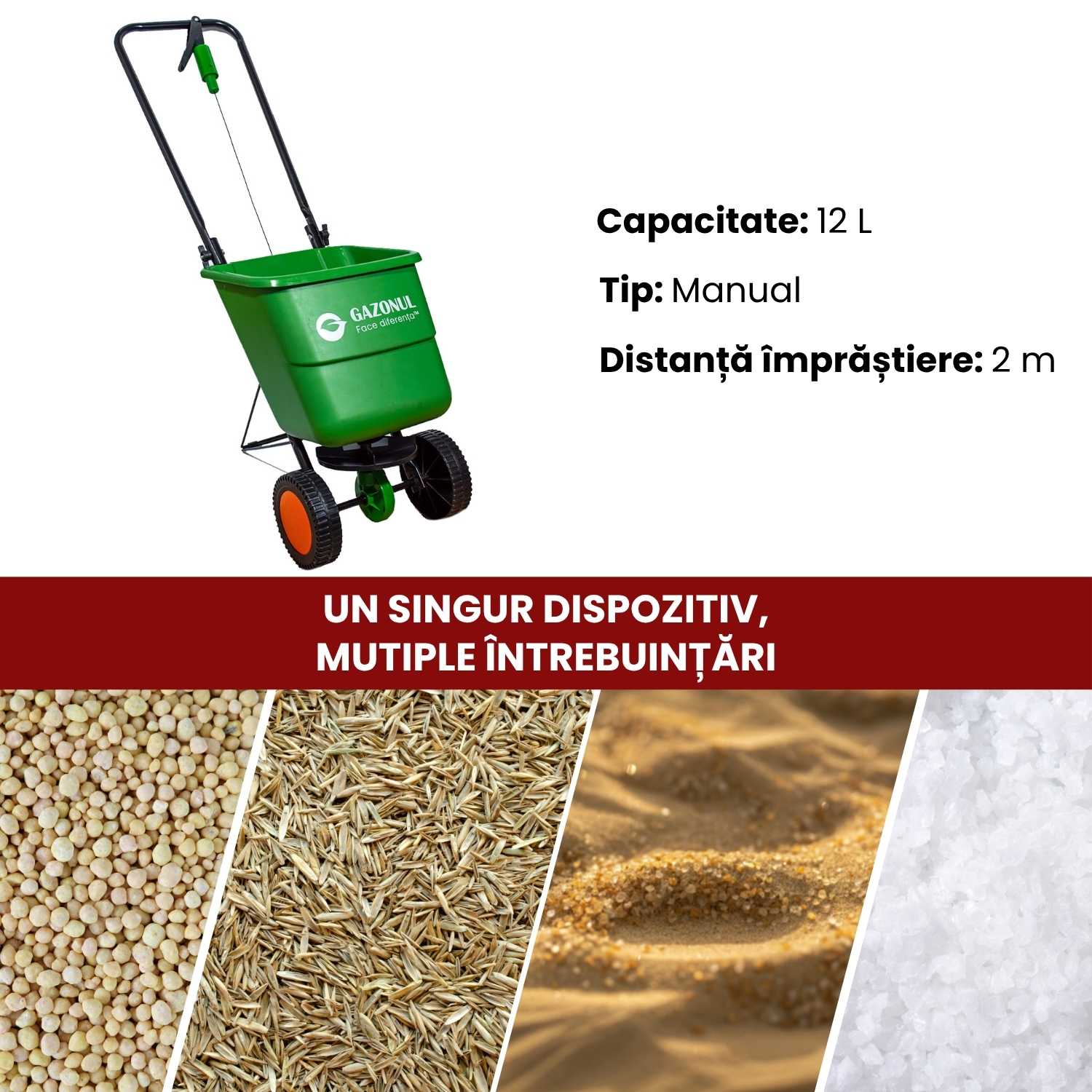 Dispozitiv de împrăștiere Easy Roll, manual, 12 L