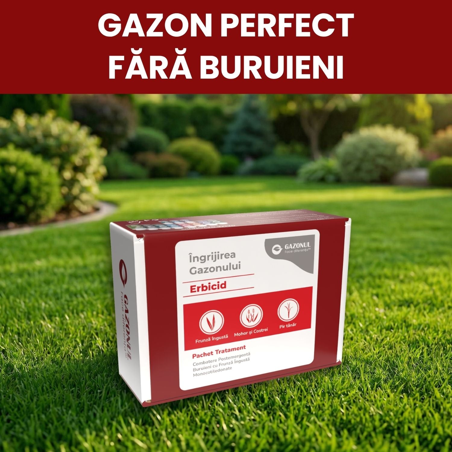 Pachet - Erbicid Selectiv Gazon – Combatere Postemergentă Buruieni cu Frunză Îngustă