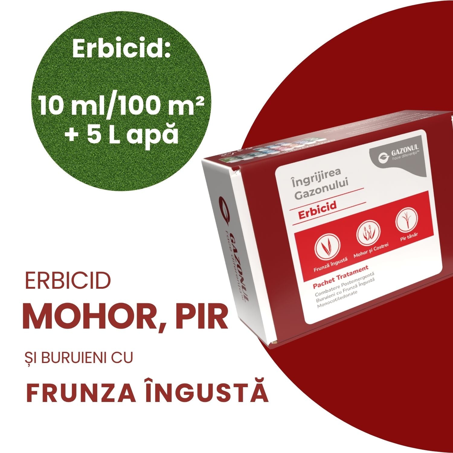 Pachet - Erbicid Selectiv Gazon – Combatere Postemergentă Buruieni cu Frunză Îngustă