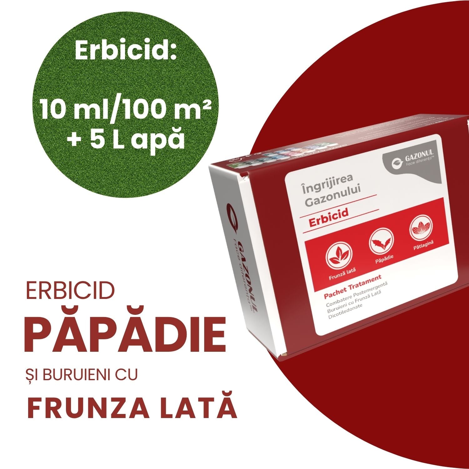Pachet - Erbicid Selectiv Gazon – Combatere Postemergentă Buruieni cu Frunză Lată Dicotiledonate