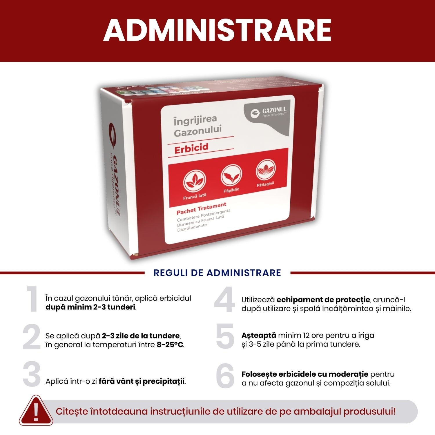 Pachet - Erbicid Selectiv Gazon – Combatere Postemergentă Buruieni cu Frunză Lată Dicotiledonate