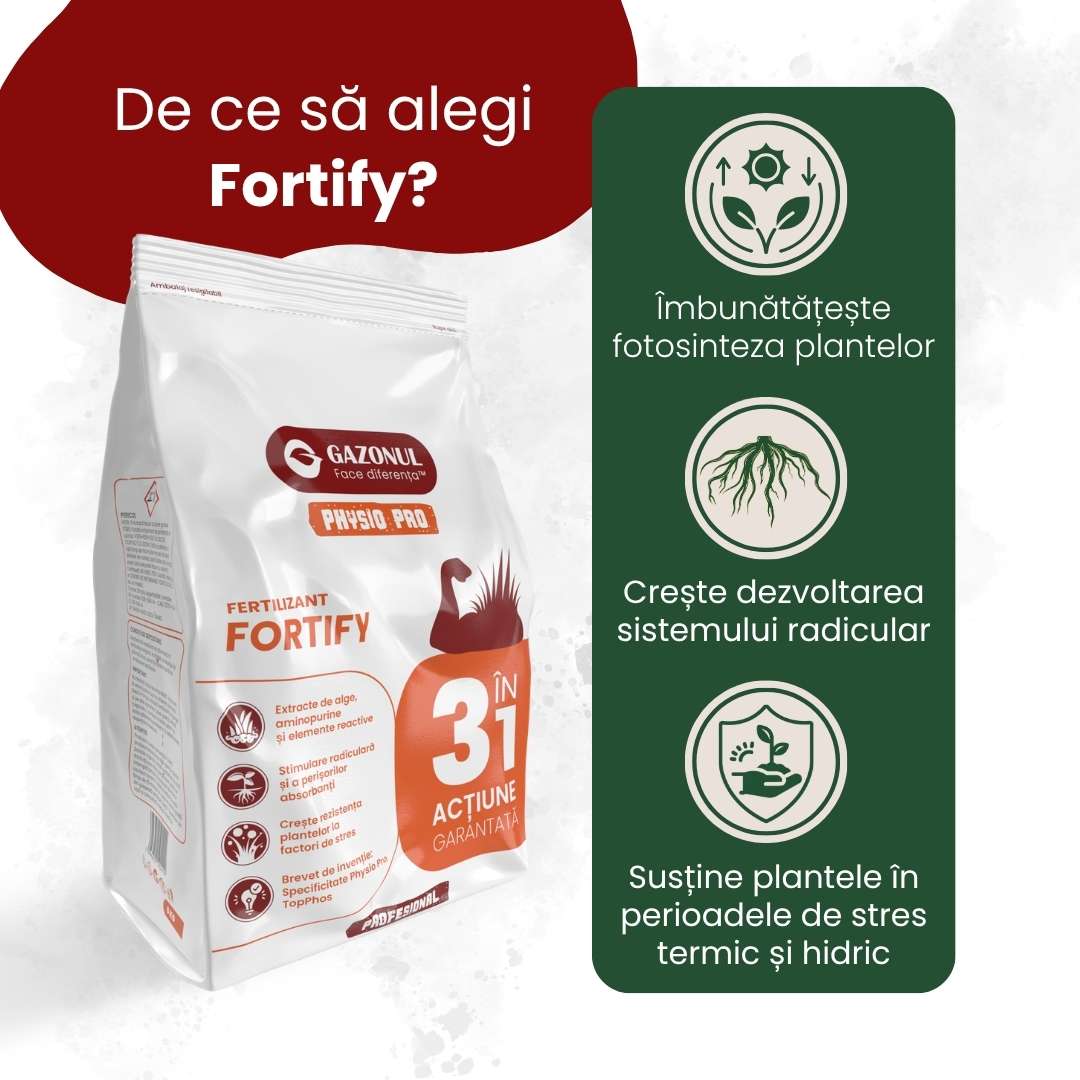 Îngrășământ gazon Fortify pentru rădăcini puternice și rezistență la stres