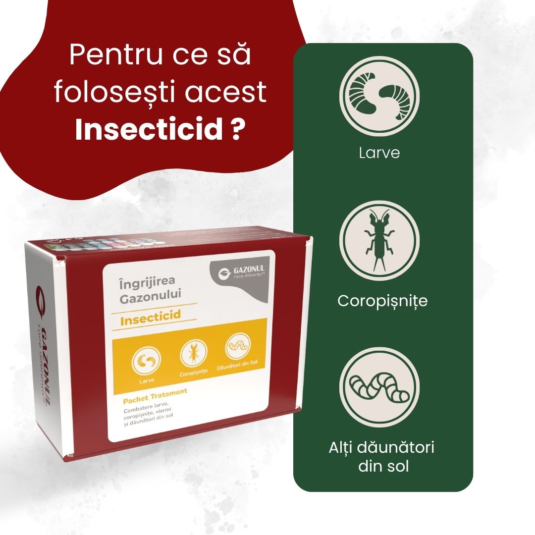 Pachet - Insecticid pentru Gazon – Combatere larve, coropișnițe, viermi și dăunători din sol