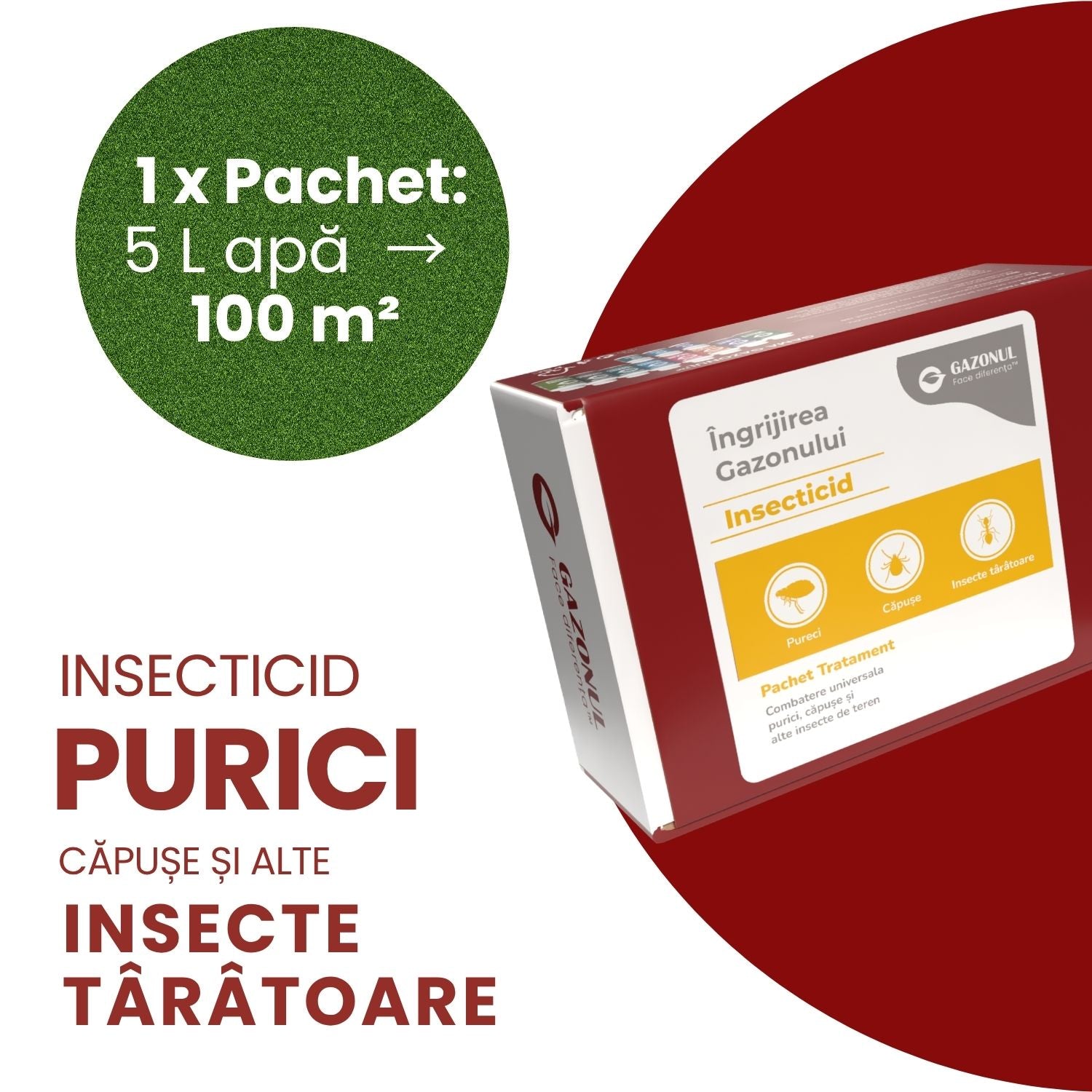 Pachet - Insecticid pentru Gazon – Combatere universala purici, căpușe și alte insecte de teren