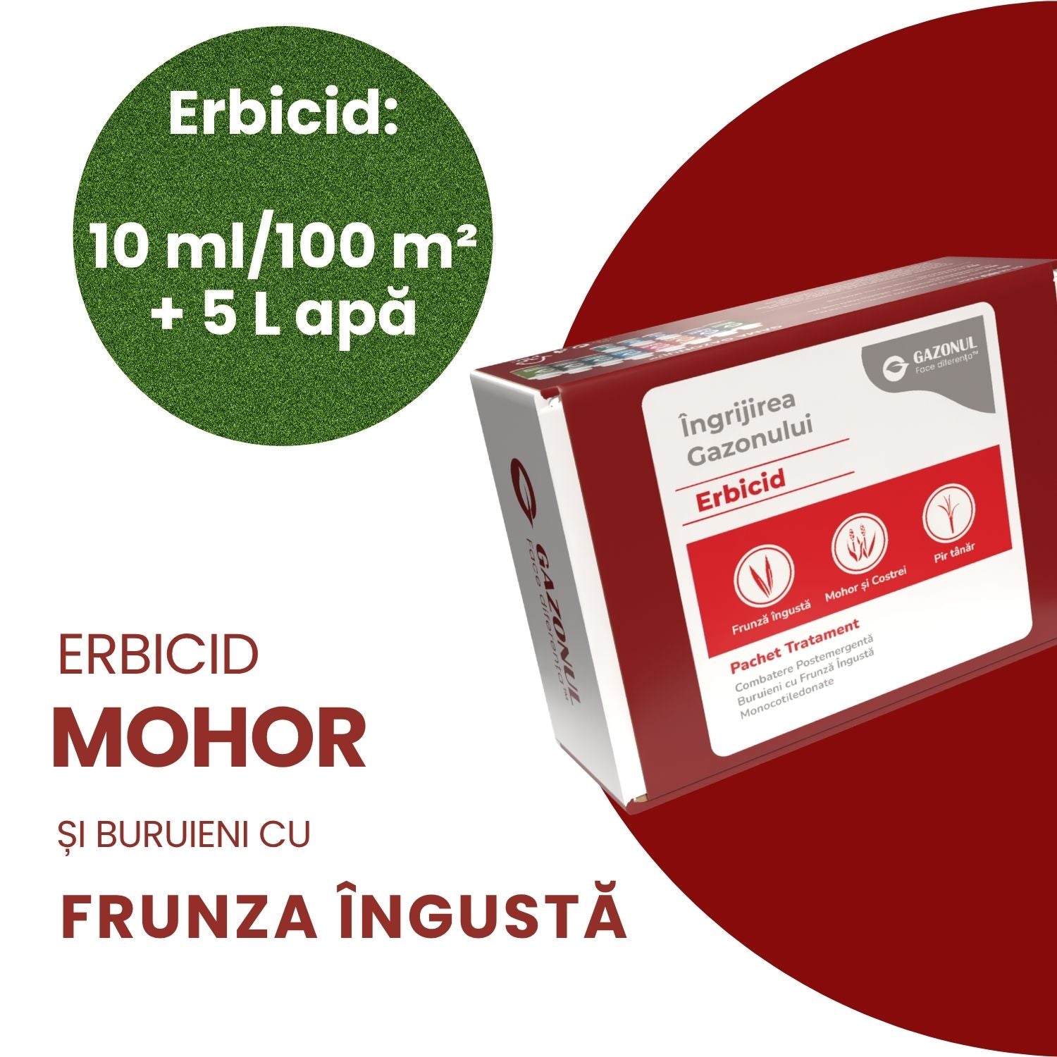 Pachet - Erbicid Selectiv Gazon – Combatere Postemergentă Buruieni cu Frunză Îngustă