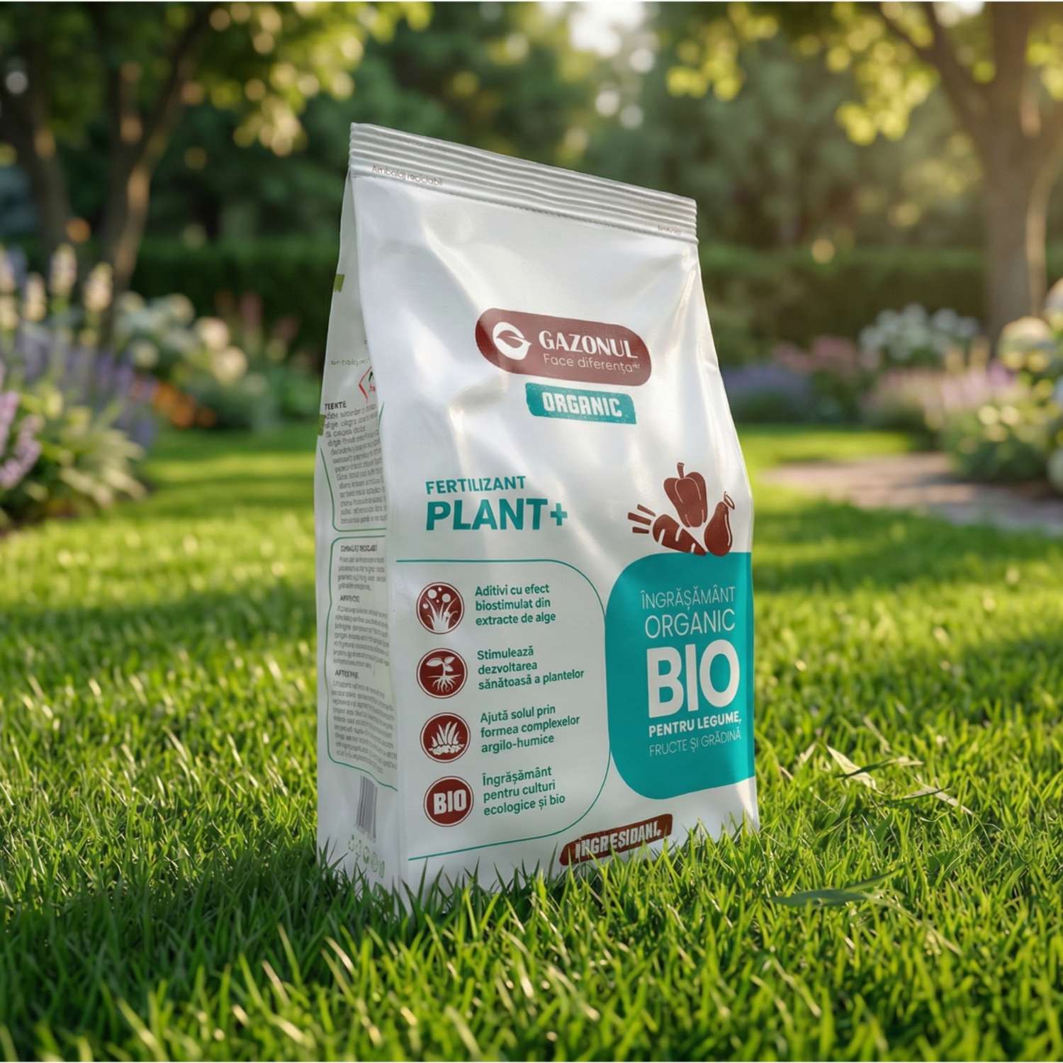 Îngrășământ Plant+ Organic pentru plante viguroase și sol fertil