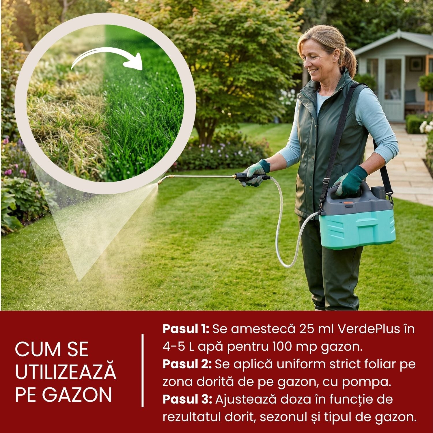 Colorant VerdePlus pentru corectarea rapidă a aspectului gazonului 100 ml